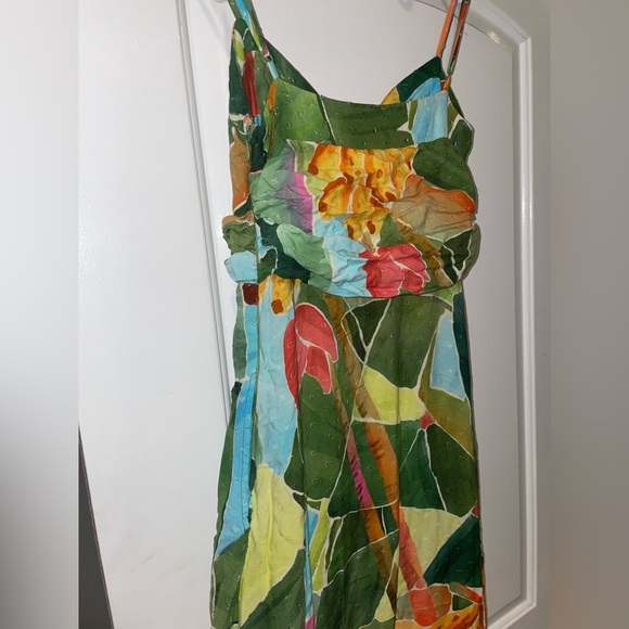 New! Farm Rio x Anthropologie Printed Tie-Front Ruffle Maxi Dress 🌴☀️ Small - Picture 13 of 15